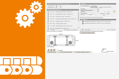 Configurador da separação interior das calhas articuladas